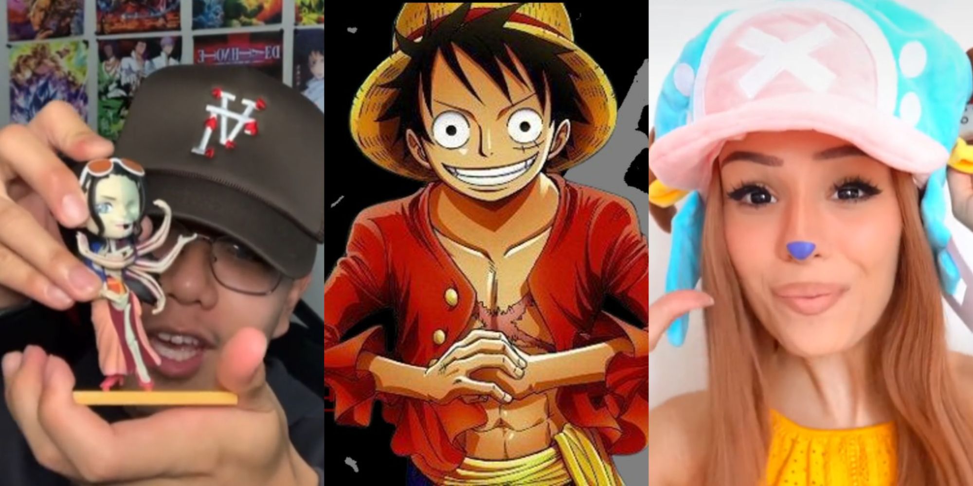 A split image of anime TikTok personalities