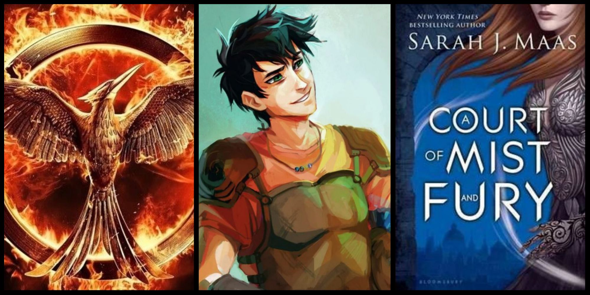 Hunger Games Logo, Percy Jackson and A Court of Mist and Fury Logo